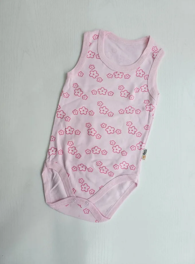 Αμάνικο Εσώρουχο Λουλουδάκια Ροζ