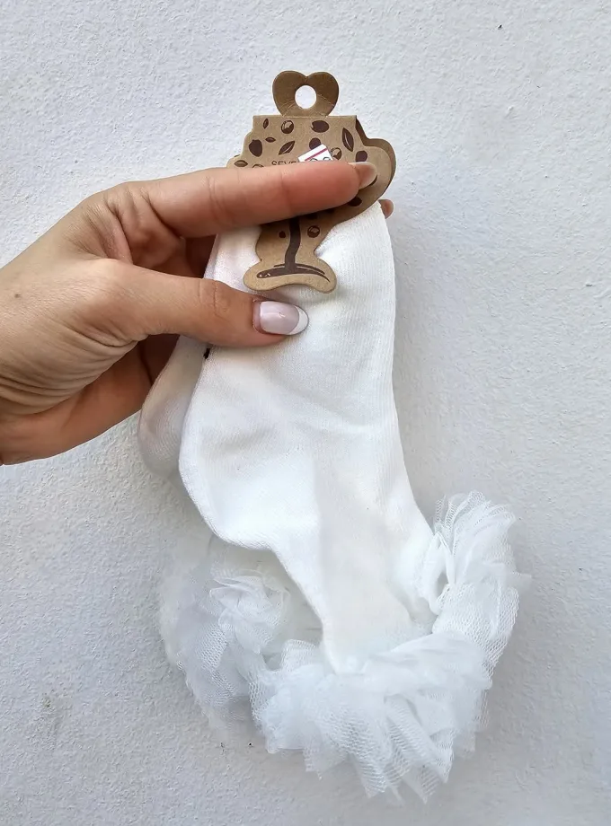 Καλτσάκι με Φρου-Φρου Λευκό