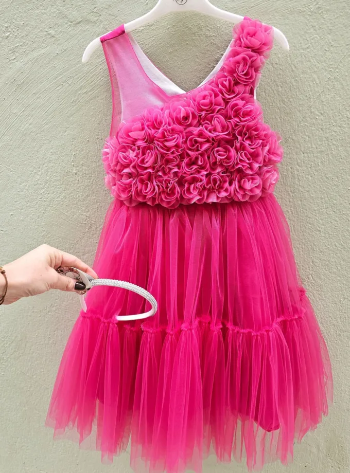 Φόρεμα Αμπιγέ Φούξ με Λουλουδάκια Junior