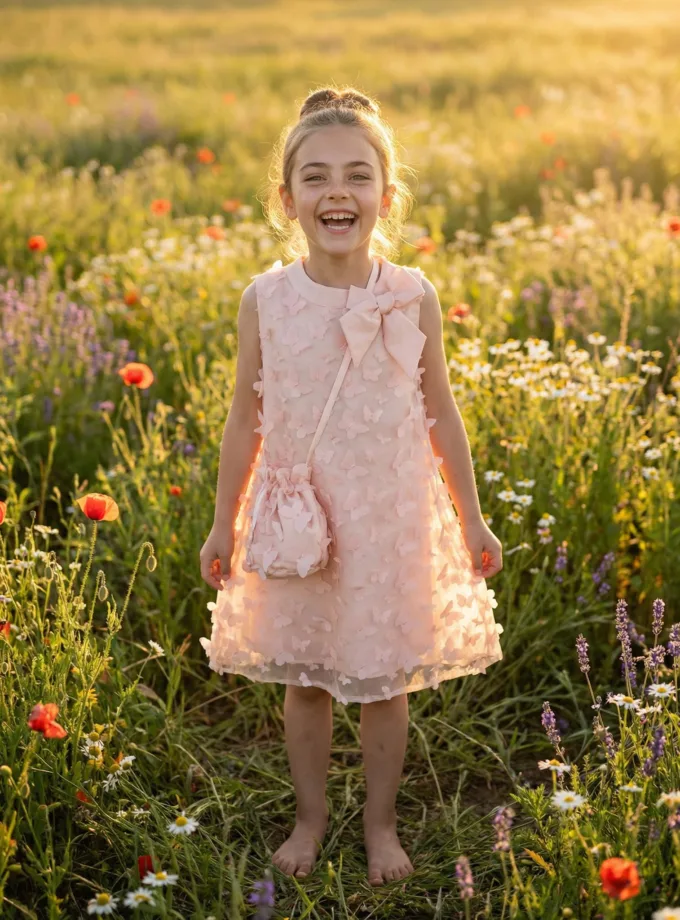 Φόρεμα Πεταλουδίτσες Σομόν Junior