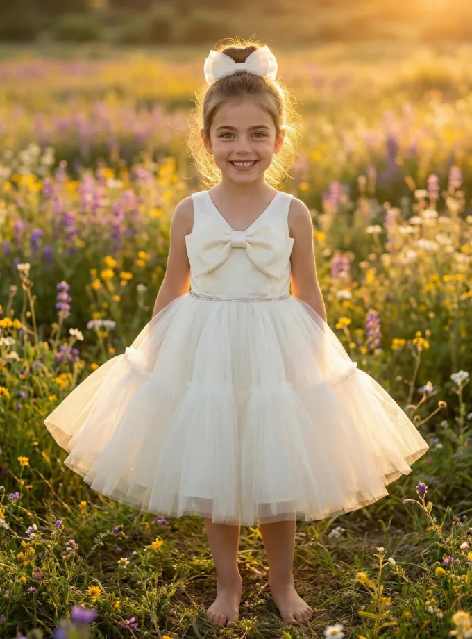 Φόρεμα Αμπιγέ Φιόγκος Άσπρο Mini