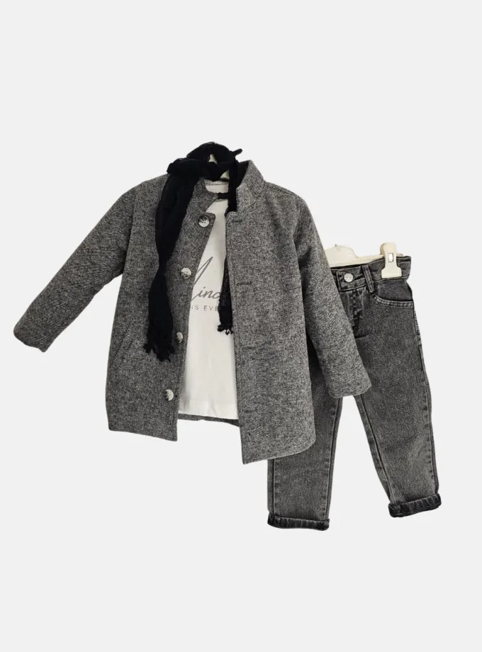 Σύνολο με Μελανζέ Παλτό Mini