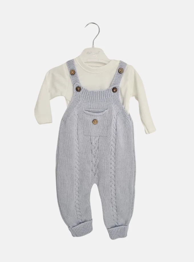 Σαλοπέτα Πλεκτή Γαλάζιο με Μπλουζάκι Bebe