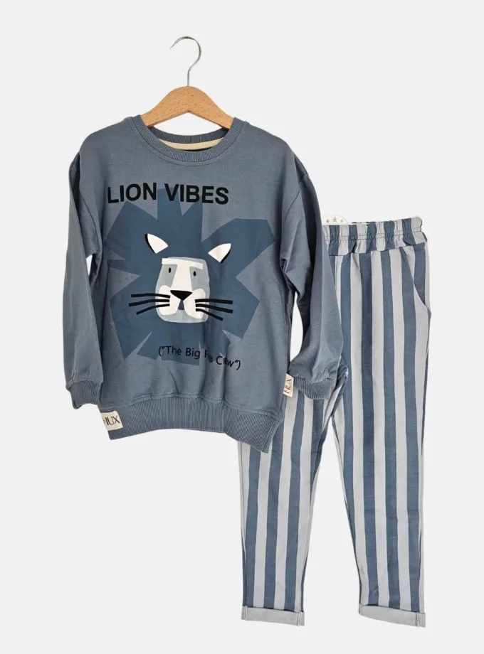 Σύνολο Lion Ριγέ Γαλάζιο Mini