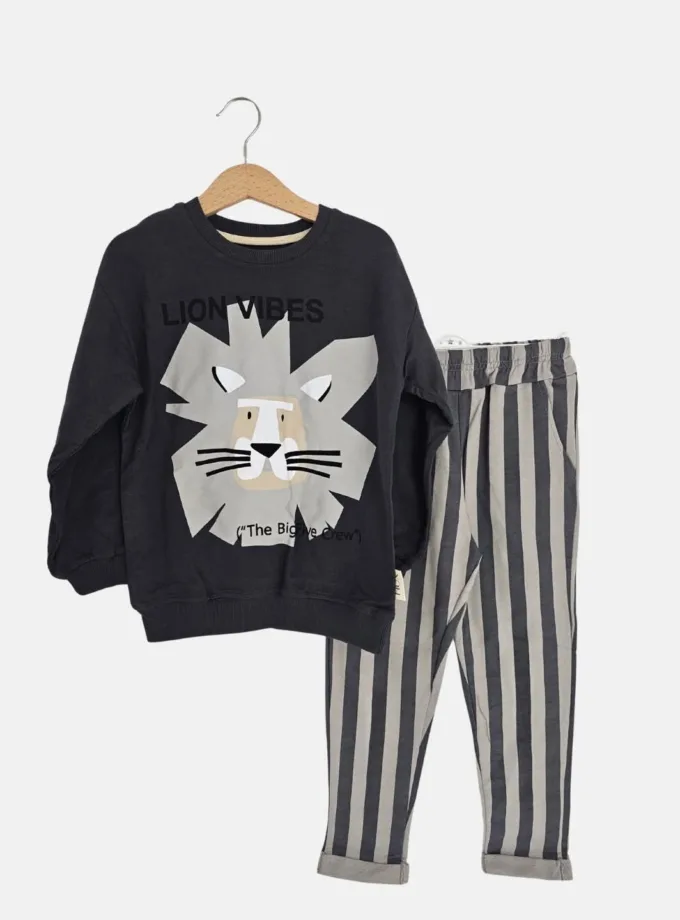 Σύνολο Lion Ριγέ Γκρι Mini