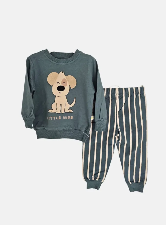 Σύνολο Σκυλάκι με Ριγέ Παντελόνι Μπλε Ραφ Bebe