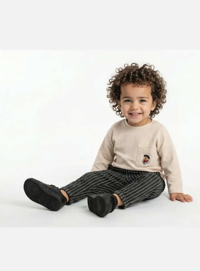 Σύνολο Μπεζ - Μαύρο Ριγέ Bebe