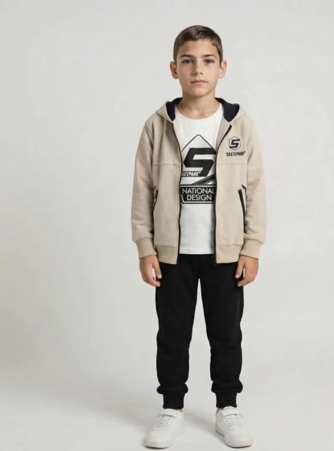 Σύνολο Φόρμας Τριπλό Μπεζ-Μαύρο Junior