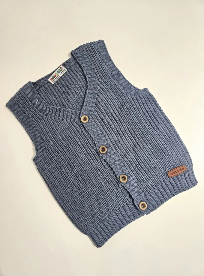 Αμάνικο Πλεκτό Μπλε Ραφ Mini