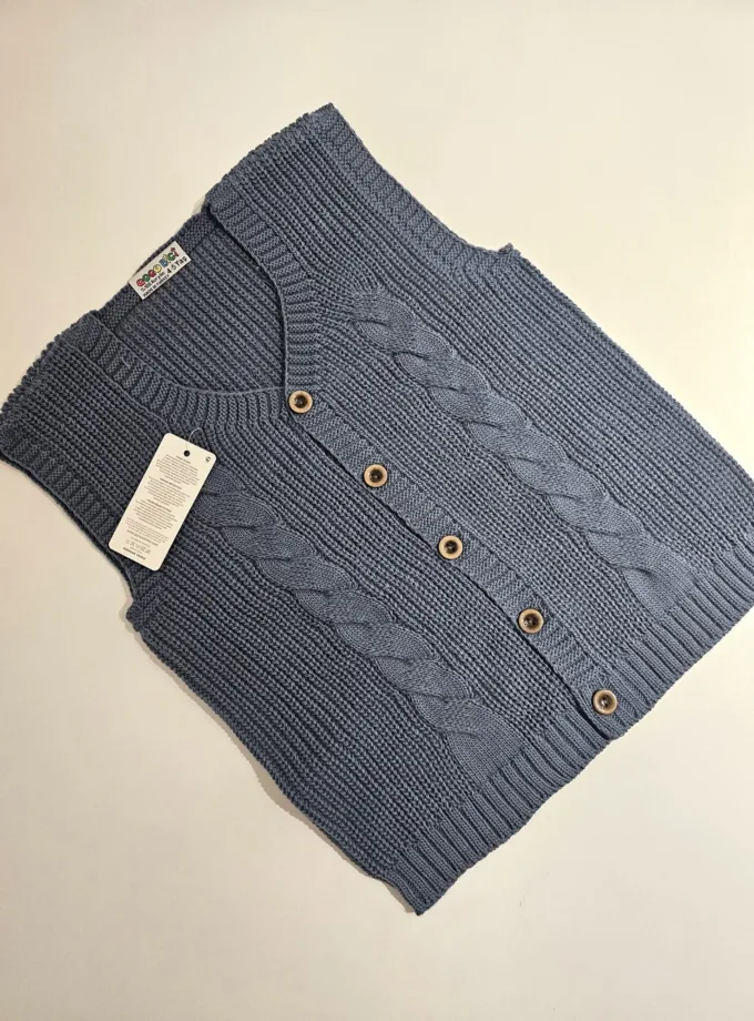 Αμάνικο Πλεκτό Πλεξούδα Μπλε Ραφ Mini