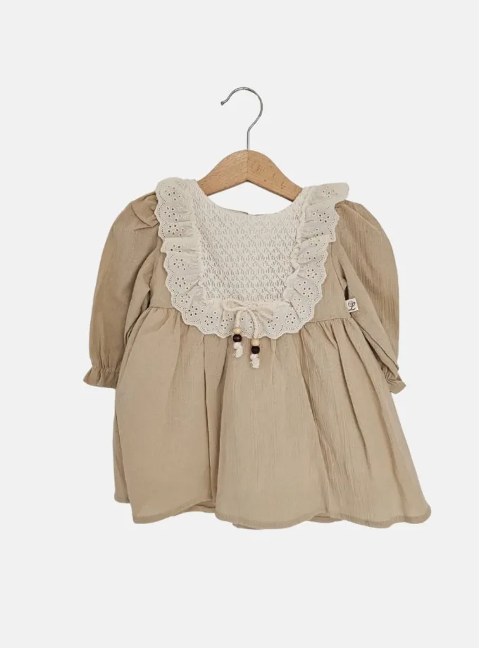 Φόρεμα Μπεζ με Γιακαδάκι Bebe