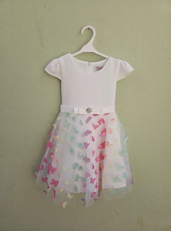 Φόρεμα Λευκό με Χρωματιστές Πεταλούδες Junior