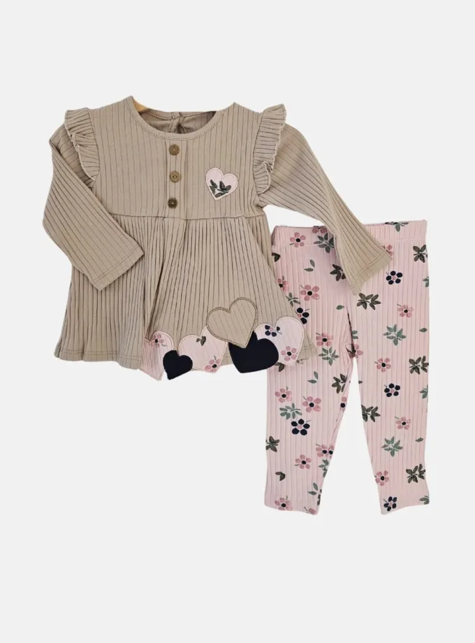 Σύνολο Ριπ Μπεζ με Κολάν Φλοράλ Bebe