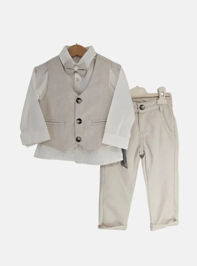 Σύνολο με Γιλέκο Εκρού Mini