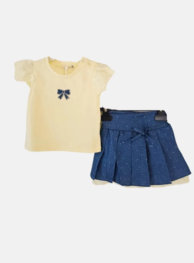 Σύνολο Κίτρινο Μπλούζα- Τζιν Φούστα Bebe