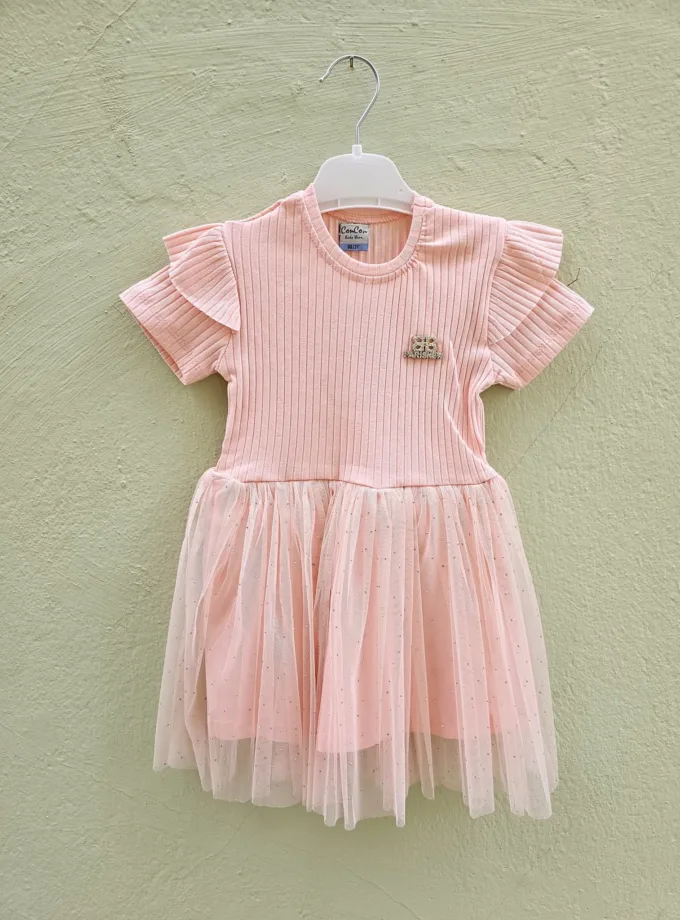 Φόρεμα Κ/Μ Ριπ Στρασάκι Σομόν Mini