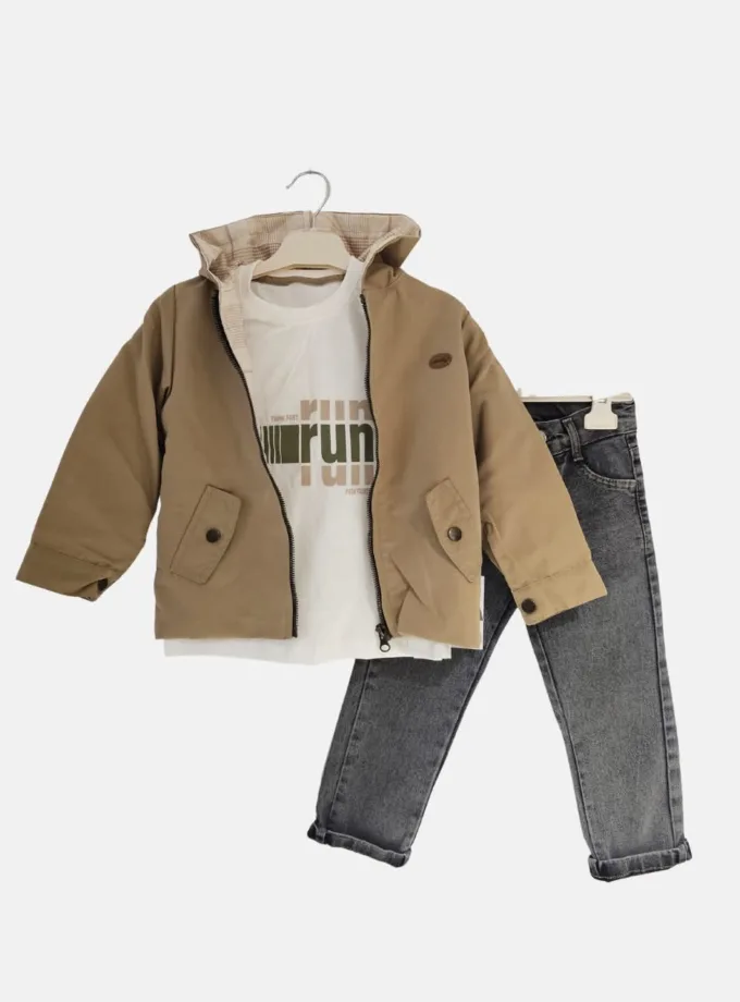 Σύνολο Μπεζ Μπουφανάκι Μαύρο Τζιν Mini