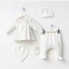 Σύνολο Λευκό 5 Τεμ με Γιακά Βελονάκι Newborn