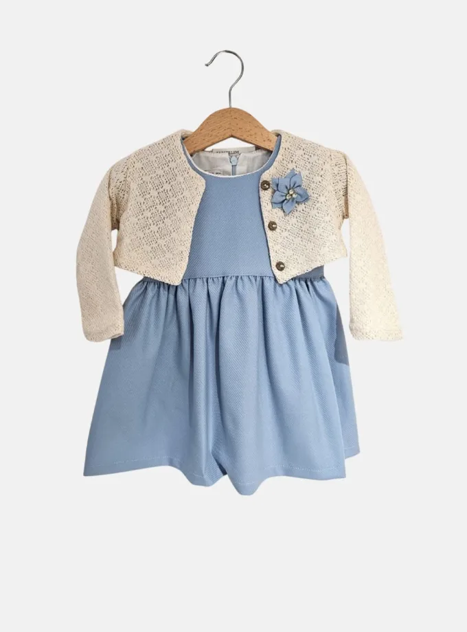 Φόρεμα Γαλάζιο με Δανδελένιο Μπολερό