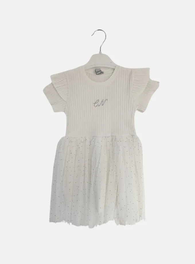 Φόρεμα Κ/Μ Ριπ Στρασάκι Άσπρο Mini