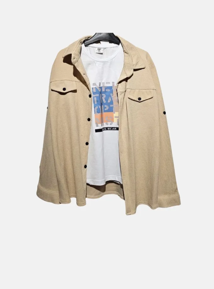 Πουκάμισο με T-shirt Μπεζ Junior