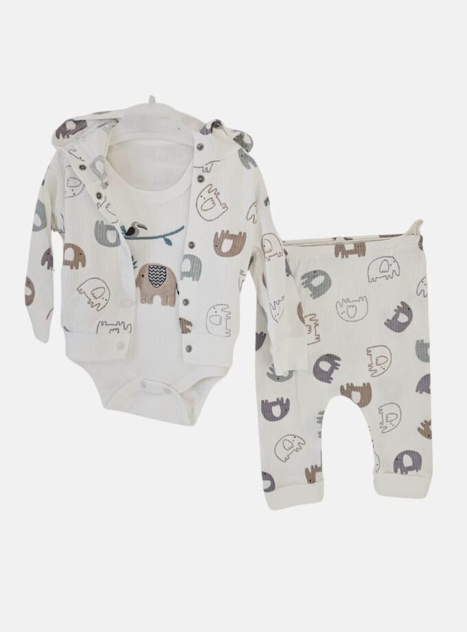 Σύνολο Τριπλό Elephants White Bebe